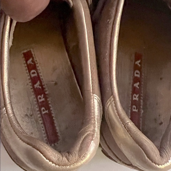 Prada Brown Suede Sneakers with Gold Accents - Picture 7 of 11